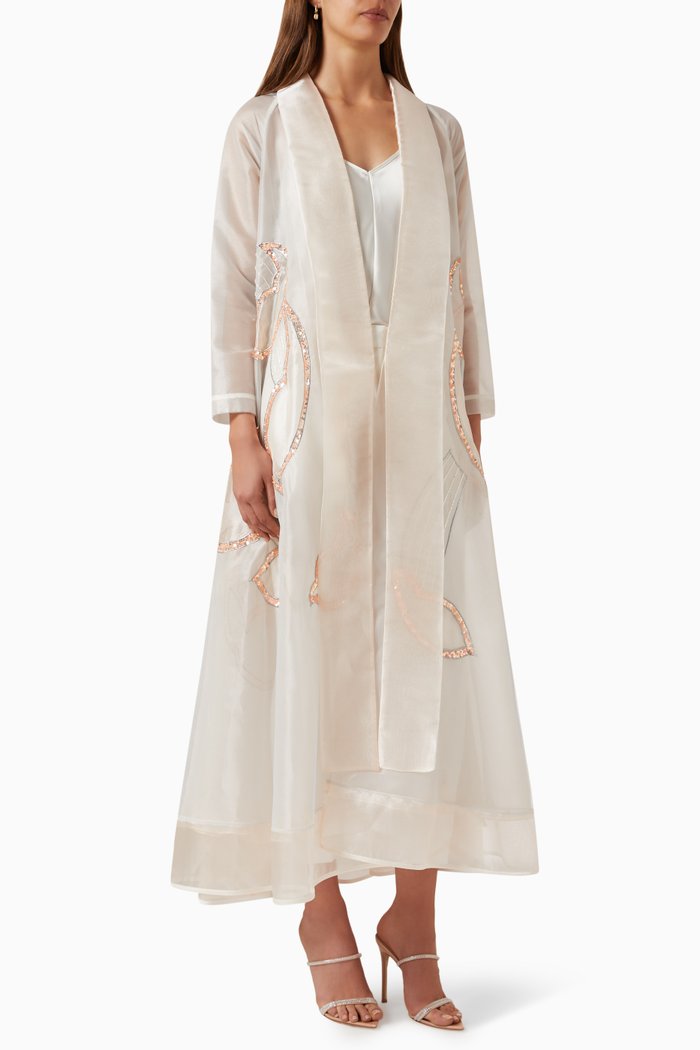 

Sequin-embellished Abaya in Organza, Orange