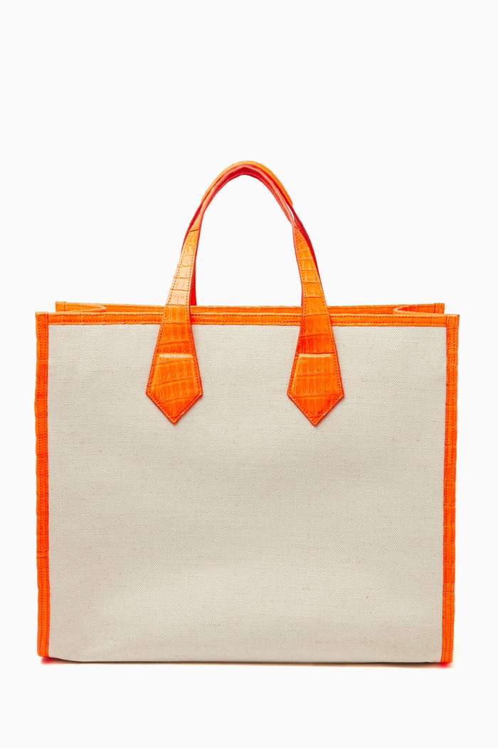 

Martina Large Tote Bag in Linen, Orange
