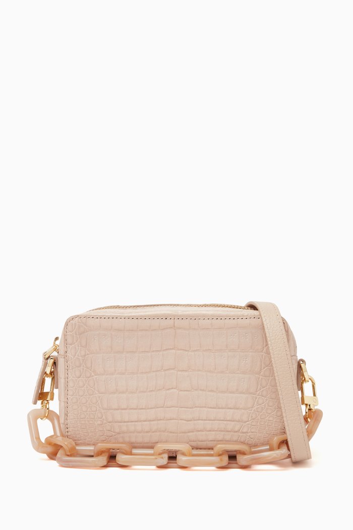 

Estefania Camera Bag in Crocodile Leather, Neutral