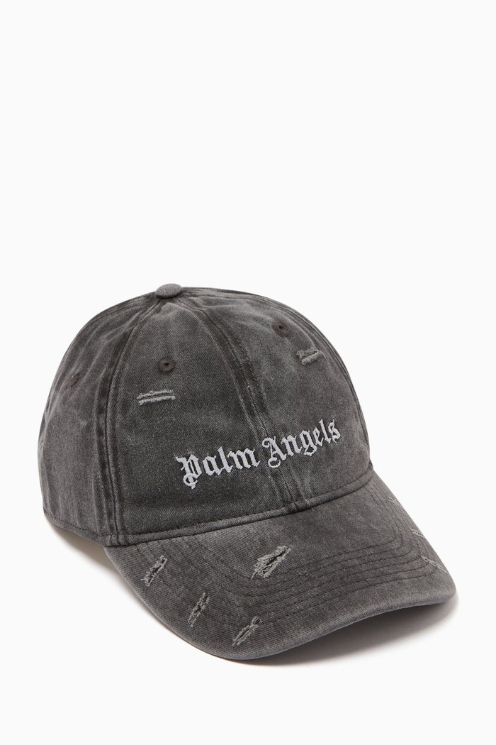 

Distressed Logo Baseball Cap in Denim, Grey
