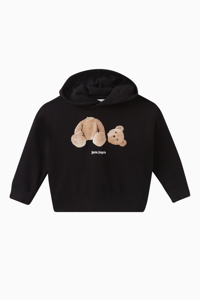 

Logo Teddy Bear Hoodie in Cotton, Black