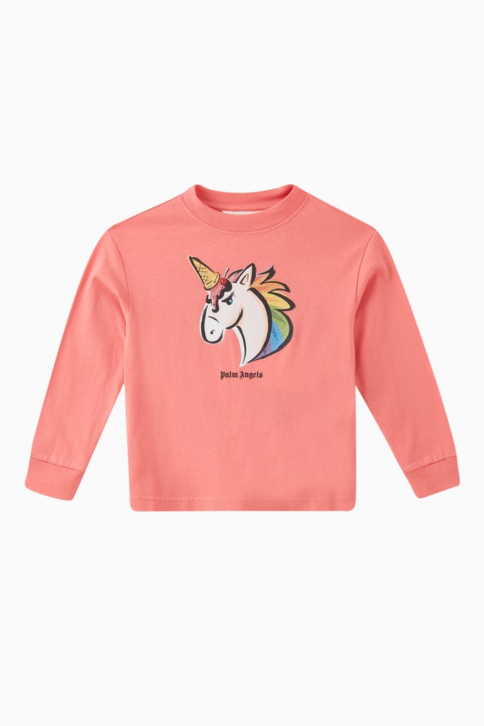 

Unicorn Print T-shirt in Cotton, Orange