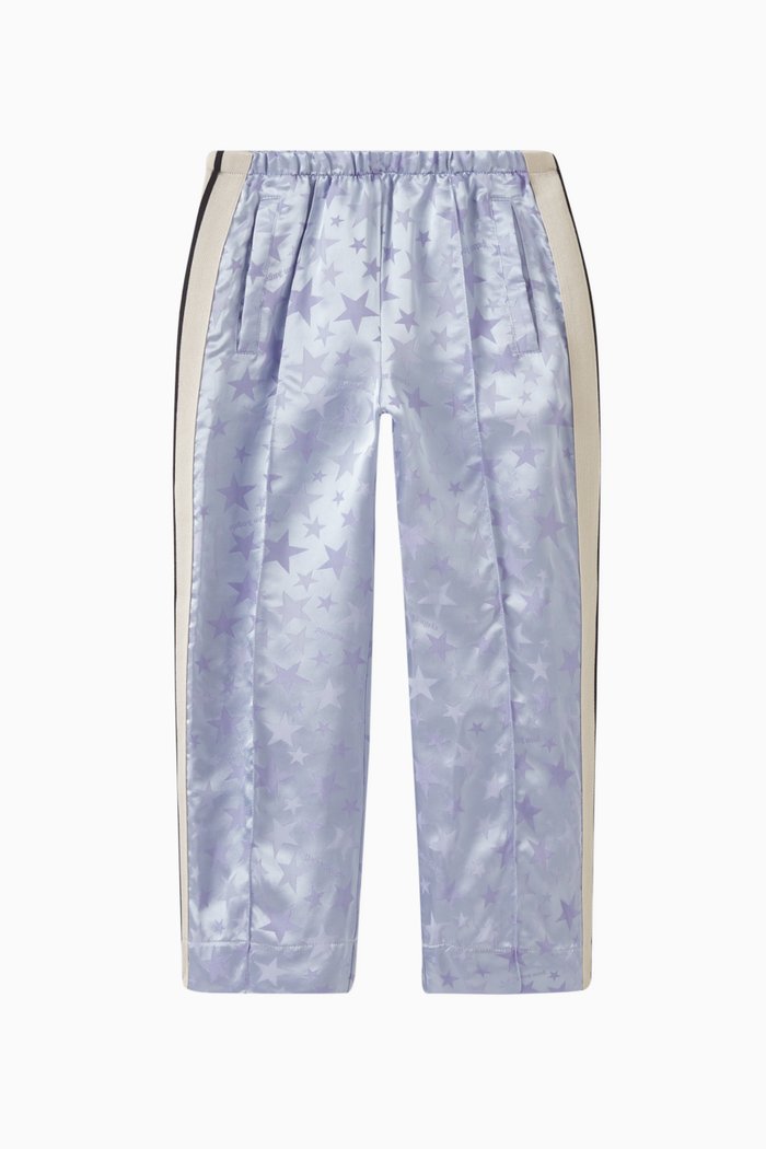 

Star Print Trousers in Satin Jacquard, Purple