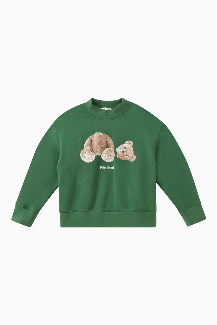 

Bear Logo Print Sweatshirt in Cotton, Green