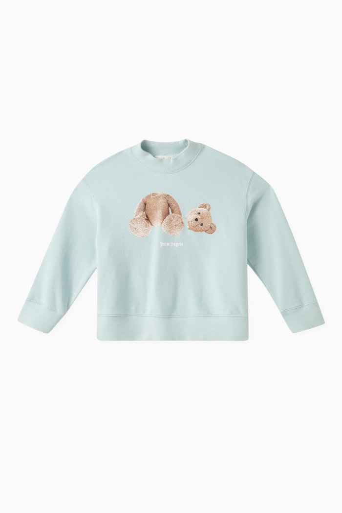 

Bear Logo Print Sweatshirt in Cotton, Blue