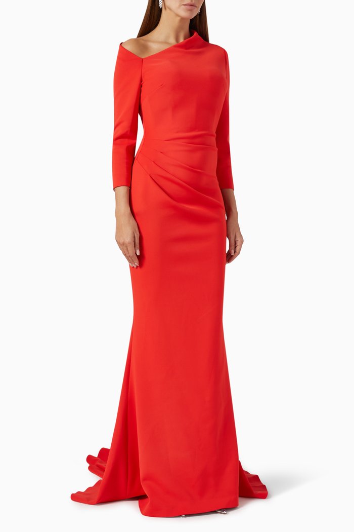 

One-shoulder Mermaid Gown in Stretch-scuba, Red