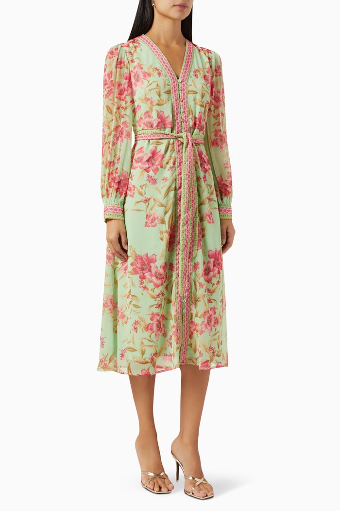 

Floral Shirtdress in Chiffon, Pink