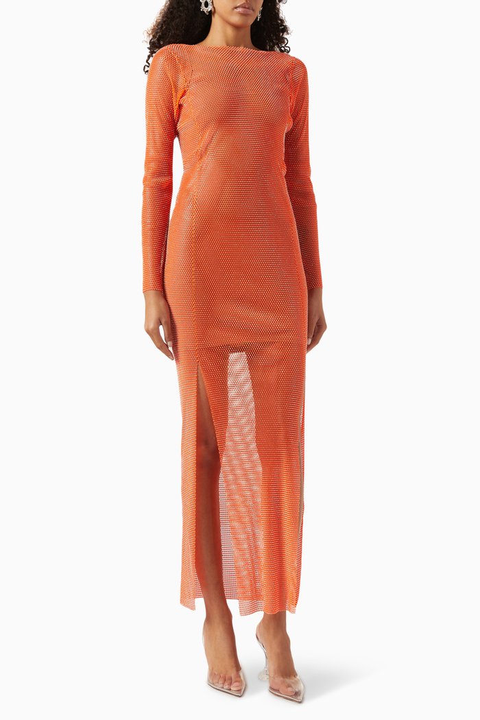 

Diamond Rhinestone-embellished Maxi Dress, Orange