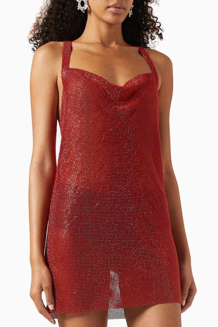 

Love Dress in Rhinestone Mesh, Red