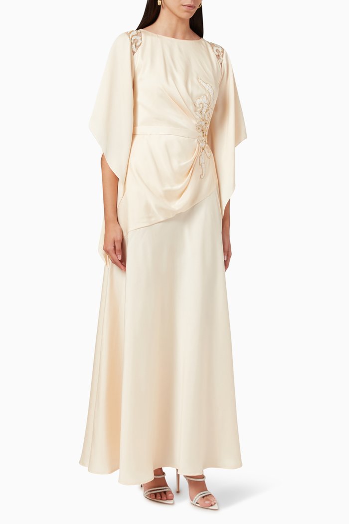 

Embellished Maxi Dress in Silk-crepe, Neutral