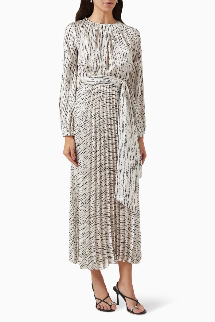 

Dora Pleated Maxi Dress in Satin, Black