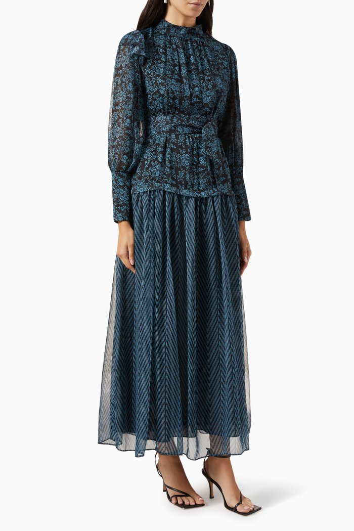 

Loren Corset Midi Dress in Tulle, Blue