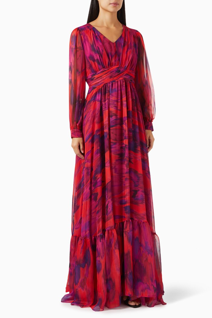 

Printed Maxi Dress, Red