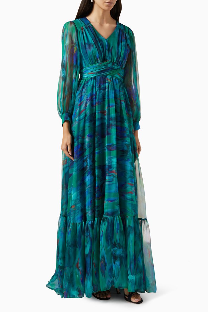 

Emilia Printed Maxi Dress, Green