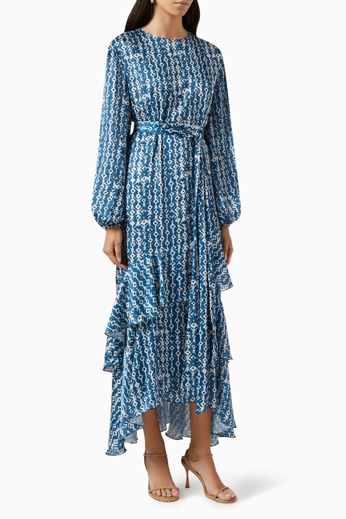 

Cale Print Midi Dress, Blue
