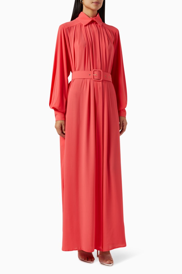 

Classy Belted Maxi Dress in Crepe, Orange