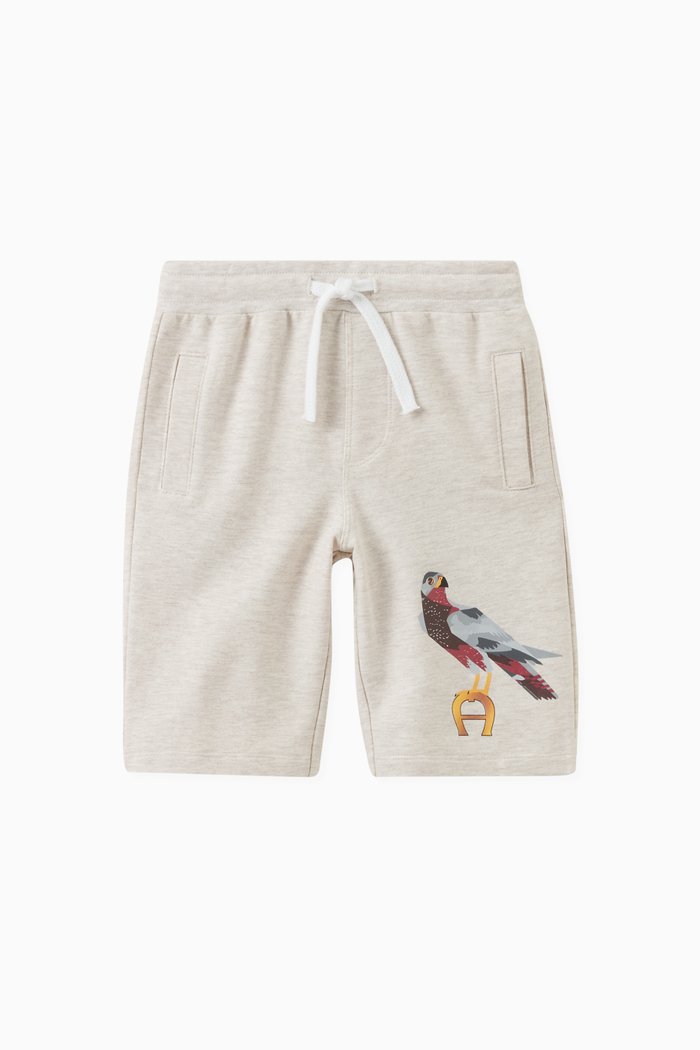 

Bird Print Shorts in Cotton, Neutral