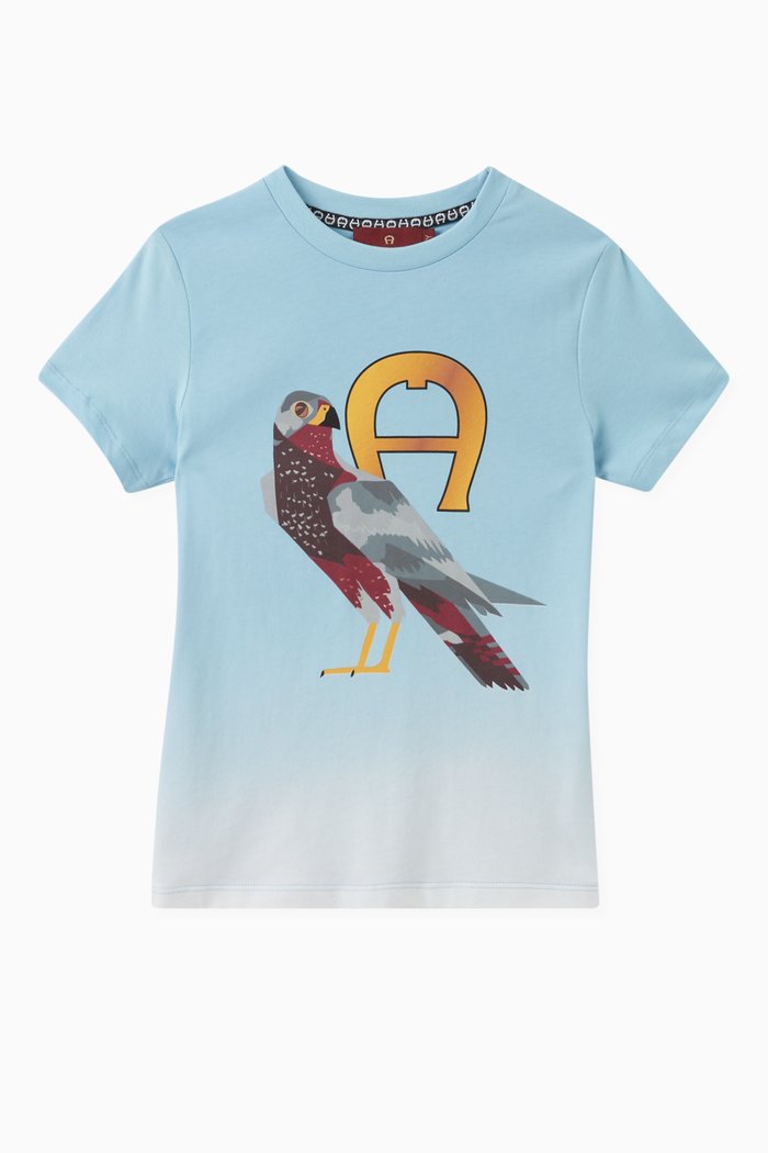 

Ombré Logo Print T-shirt in Cotton, Blue