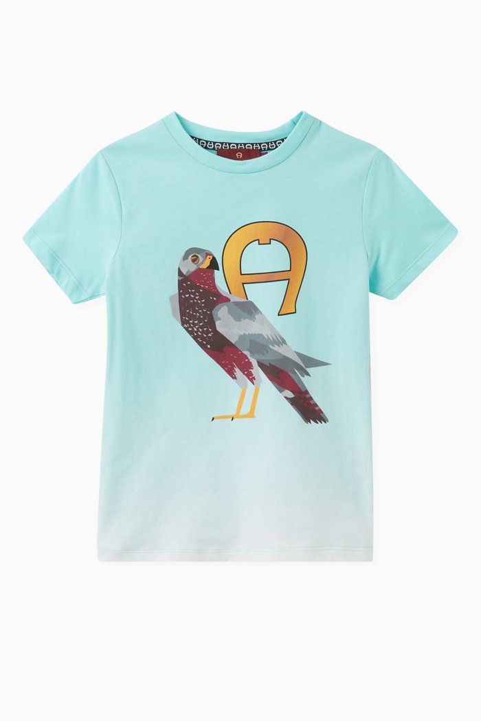 

Ombré Logo Print T-shirt in Cotton, Blue