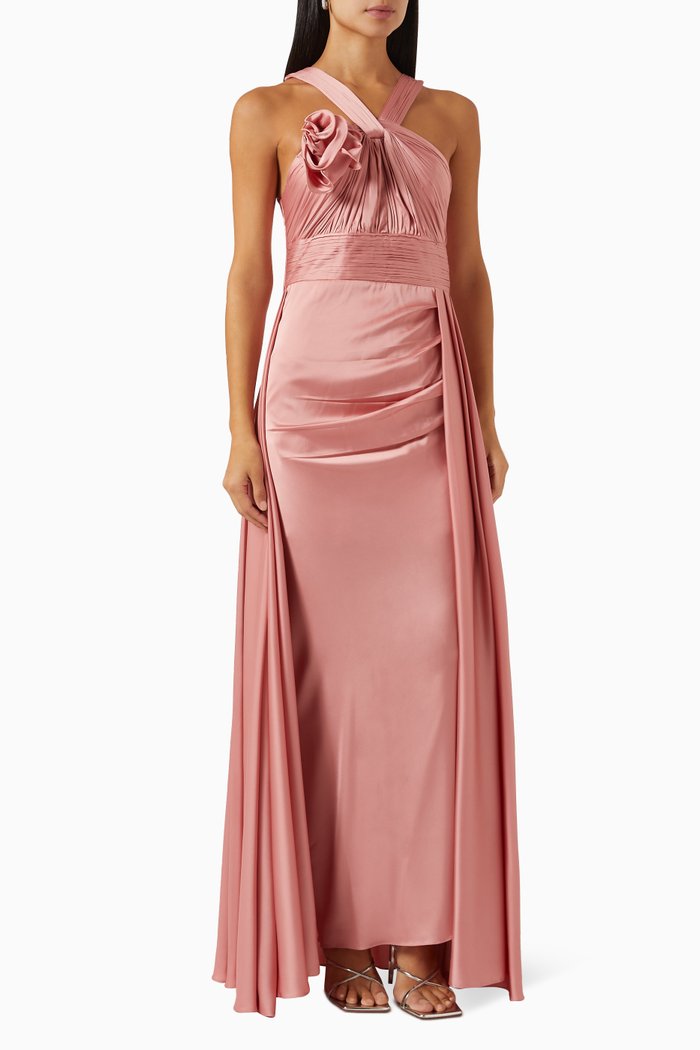 

Halterneck Cape Maxi Dress, Orange