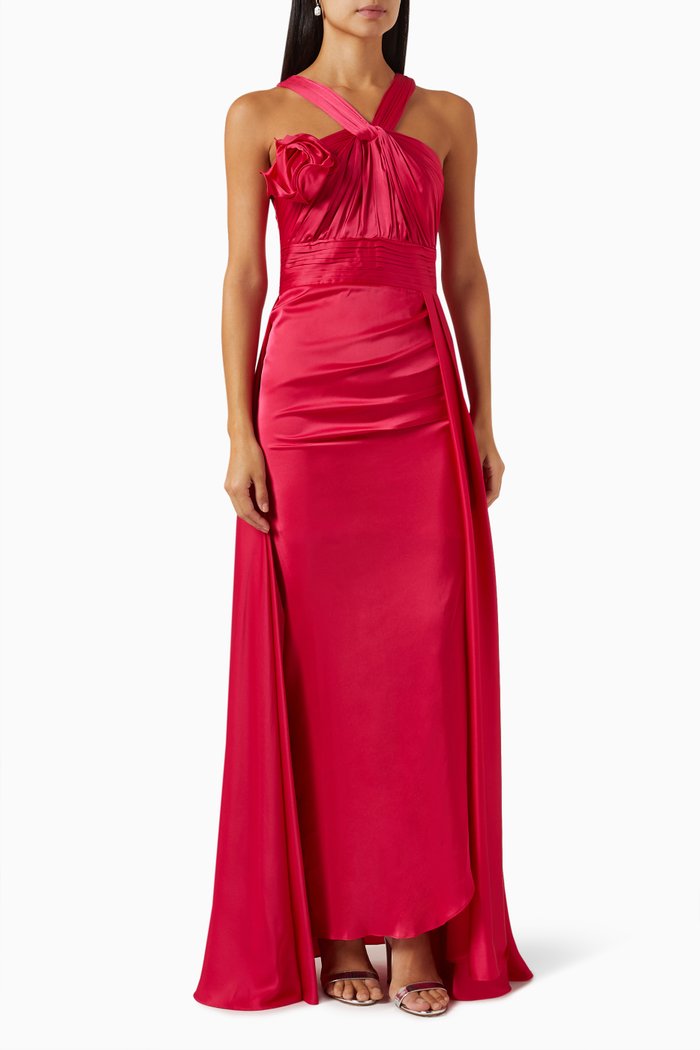

Halterneck Cape Maxi Dress, Pink