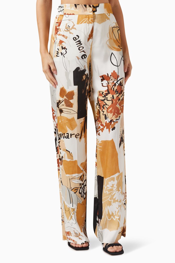

Etoile Wide-leg Pants in Patterned Twill, Neutral