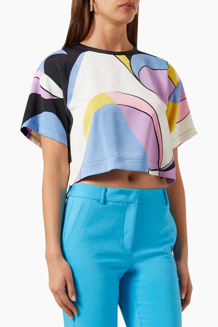 

Rink Boxy Top in Patterned Satin, Purple