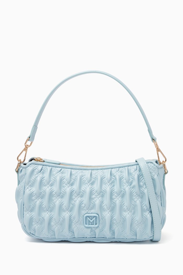 

Shoulder Bag in Pleated PU, Blue