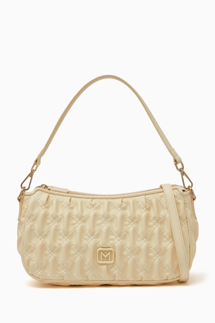 

Shoulder Bag in Pleated PU, Yellow