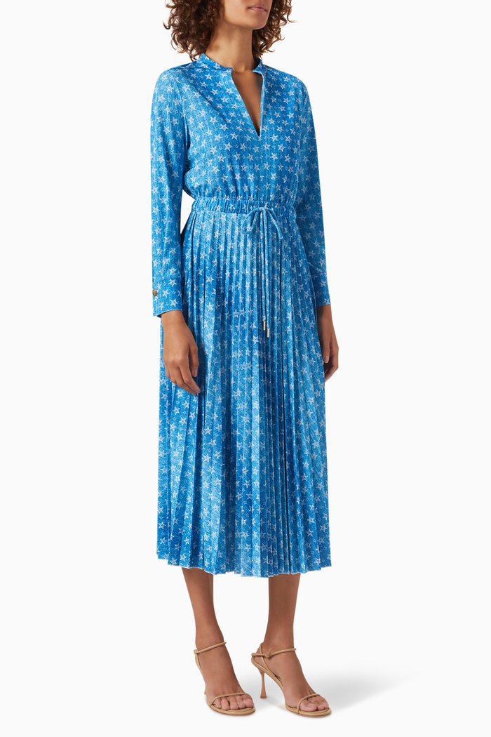 

Callas Pleated Midi Dress in Stretch-jersey, Blue