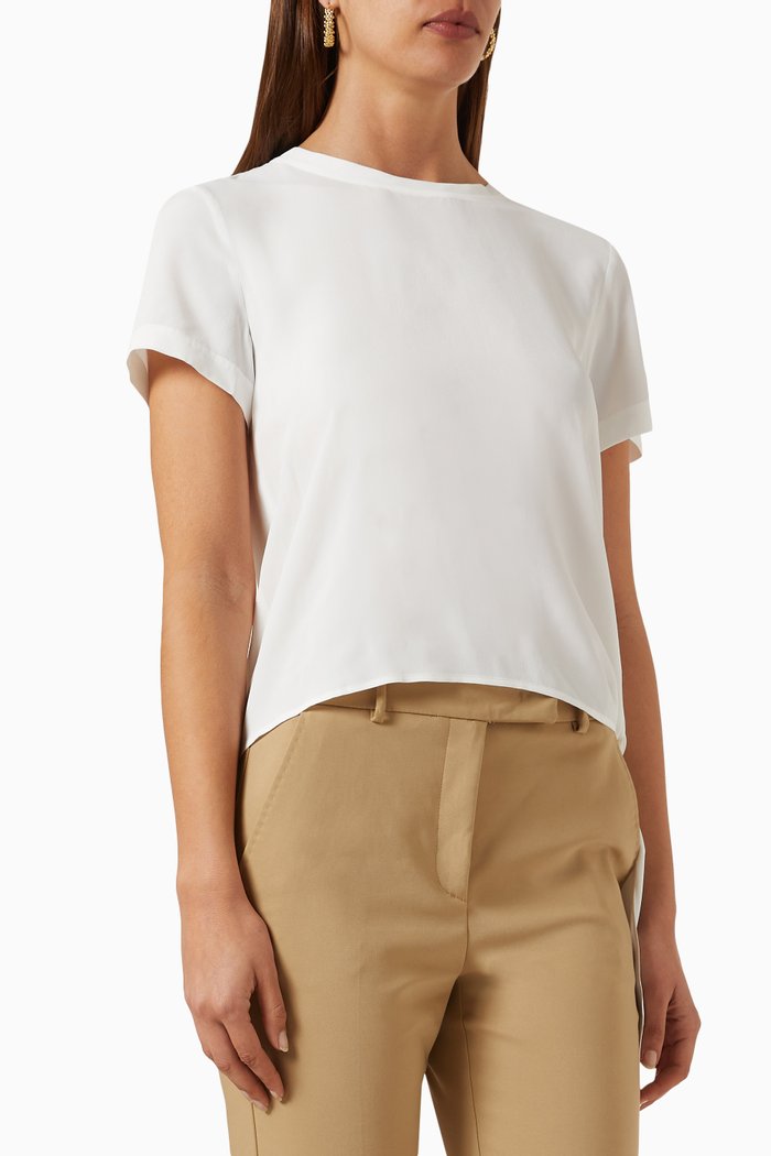 

Pilly Top in Silk-blend Crepe de Chine, Neutral
