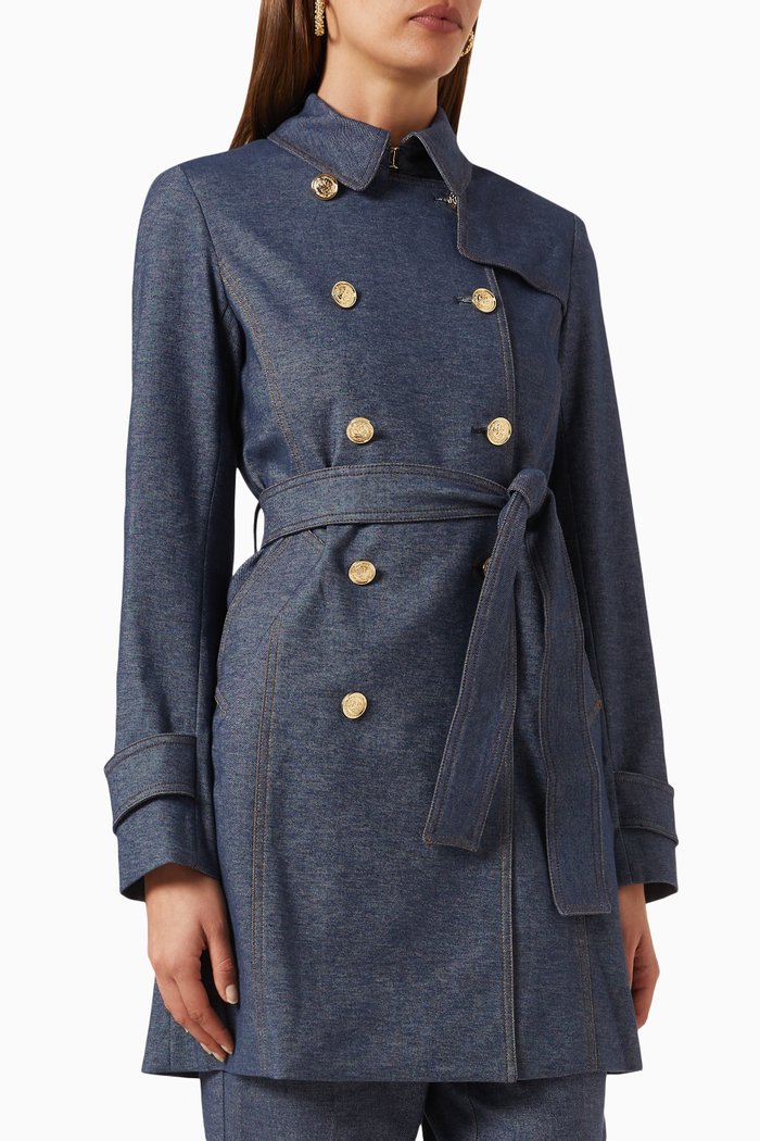 

Rapt Double-breasted Trench Coat in Denim, Blue