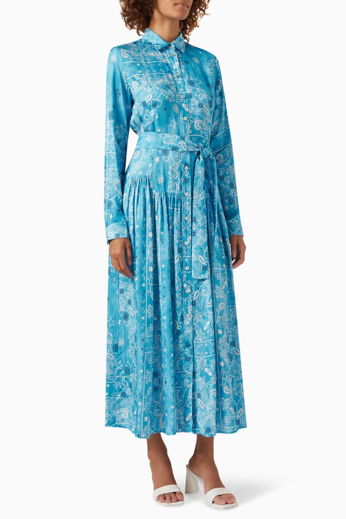 

Cloruro Printed Maxi Dress in Viscose-twill, Blue