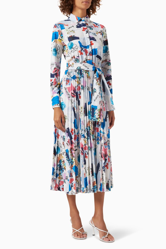 

Egadi Abstract-print Pleated Midi Dress, Pink