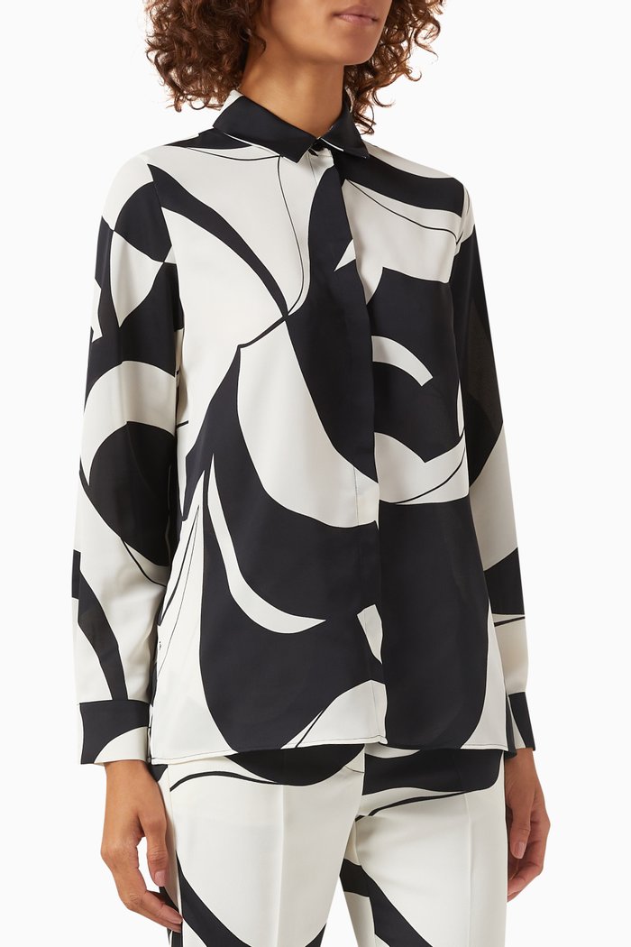 

Star Abstract-print Shirt in Satin, Black