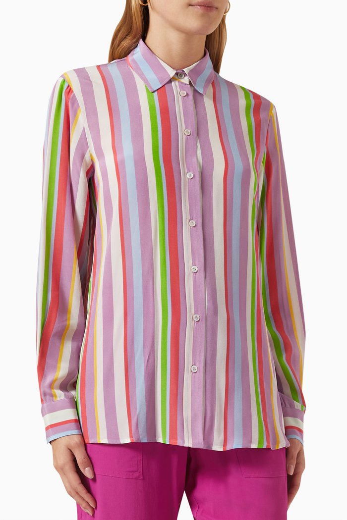 

Paul Graphic-print Shirt in Crepe de Chine, Purple