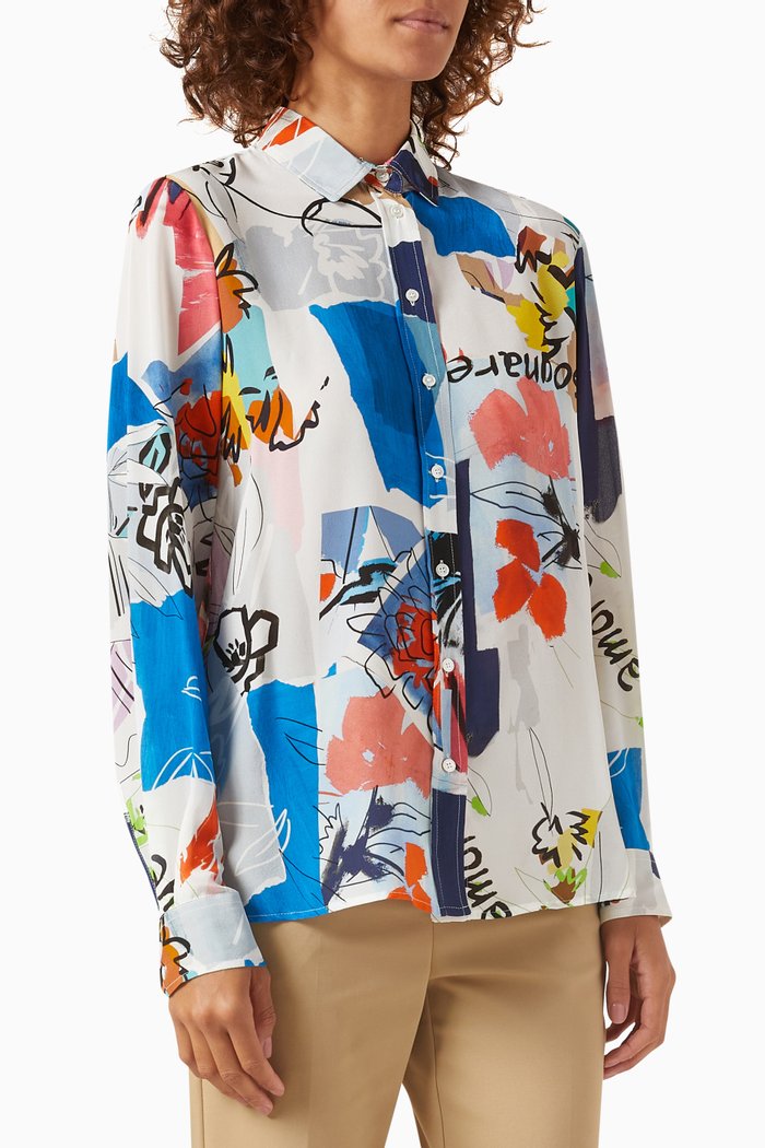 

Paul Graphic-print Shirt in Crepe de Chine, Multicolour