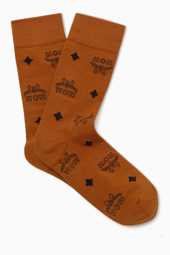 

Monogram Socks in Cotton Knit, Brown