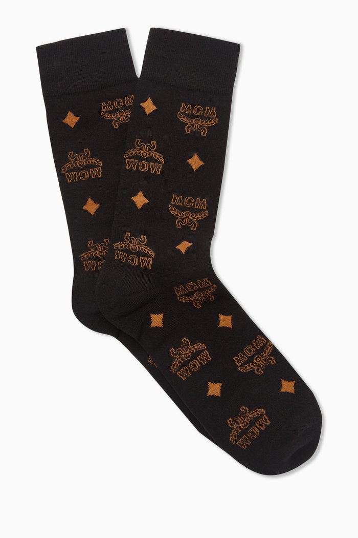 

Monogram Socks in Cotton Knit, Black