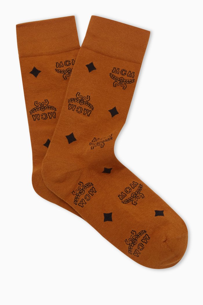 

Monogram Socks in Cotton Knit, Brown