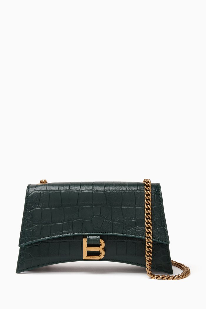 

XS Crush Croc-embossed Chain Bag in Leather, Green