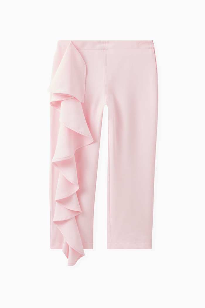 

Ruffle Detail Pants in Polyester, Pink