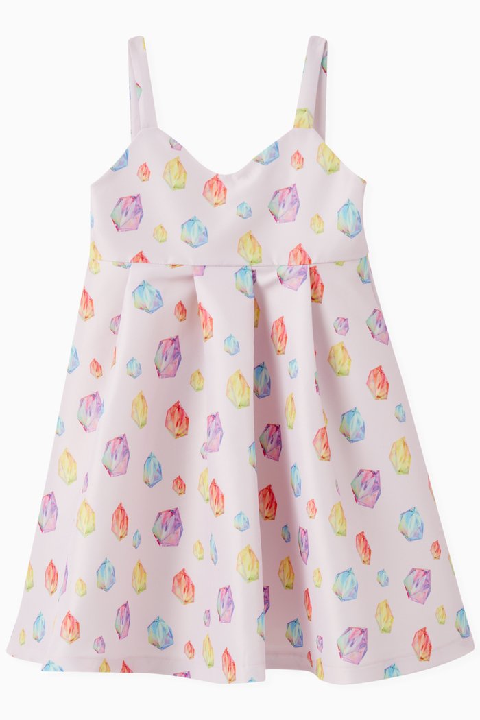 All-over Printed Dress, Purple