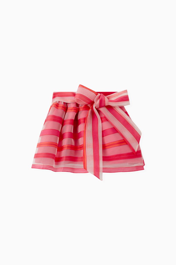 

Striped Bow Skirt in Polyester, Purple
