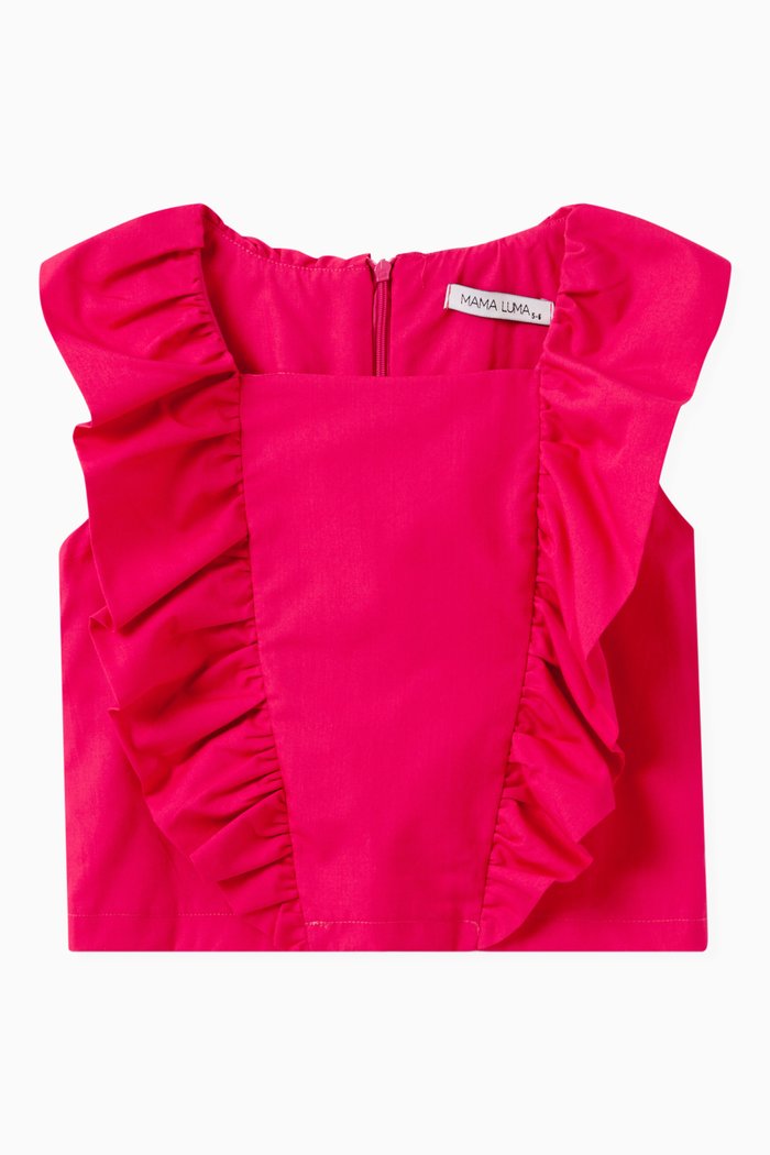 

Frilled Top in Cotton, Pink
