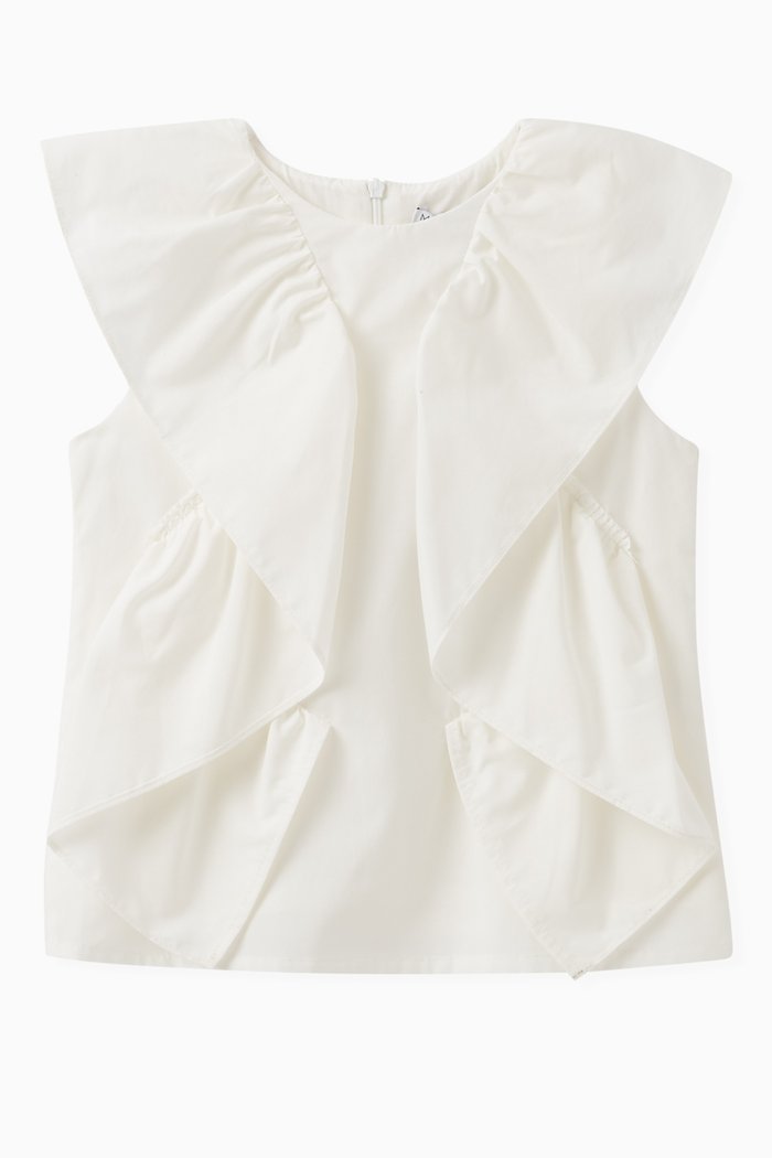

Ruffled Top in Polyester, White