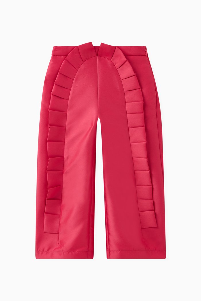 Pleated Wide-leg Pants in Cotton, Pink