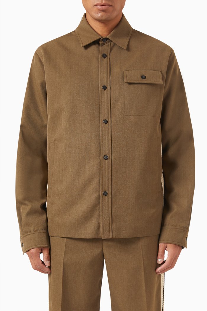 

Suit Track Over Shirt in Wool Blend, Brown