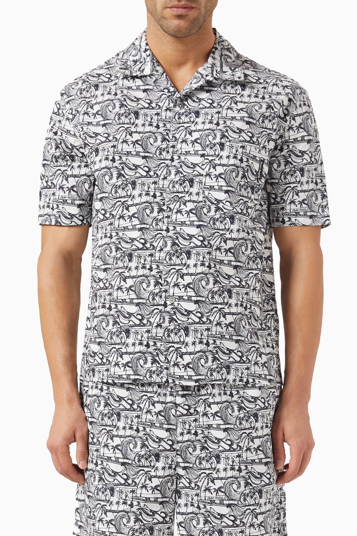 

Waves Bowling Shirt in Cotton, White