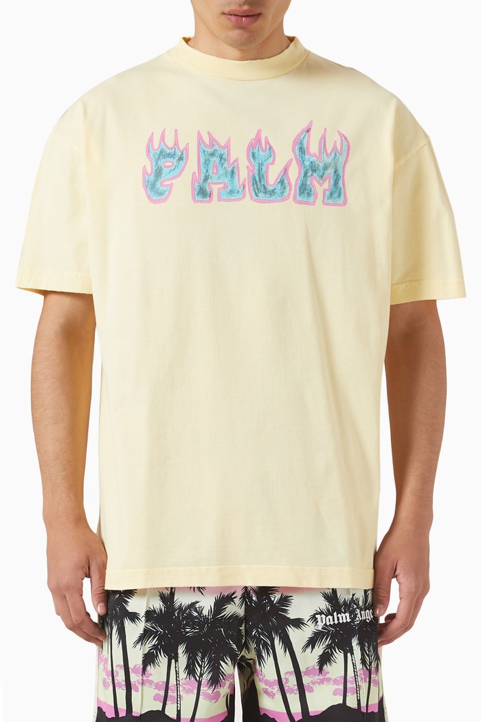 

Logo Flames T-shirt in Cotton Jersey, White